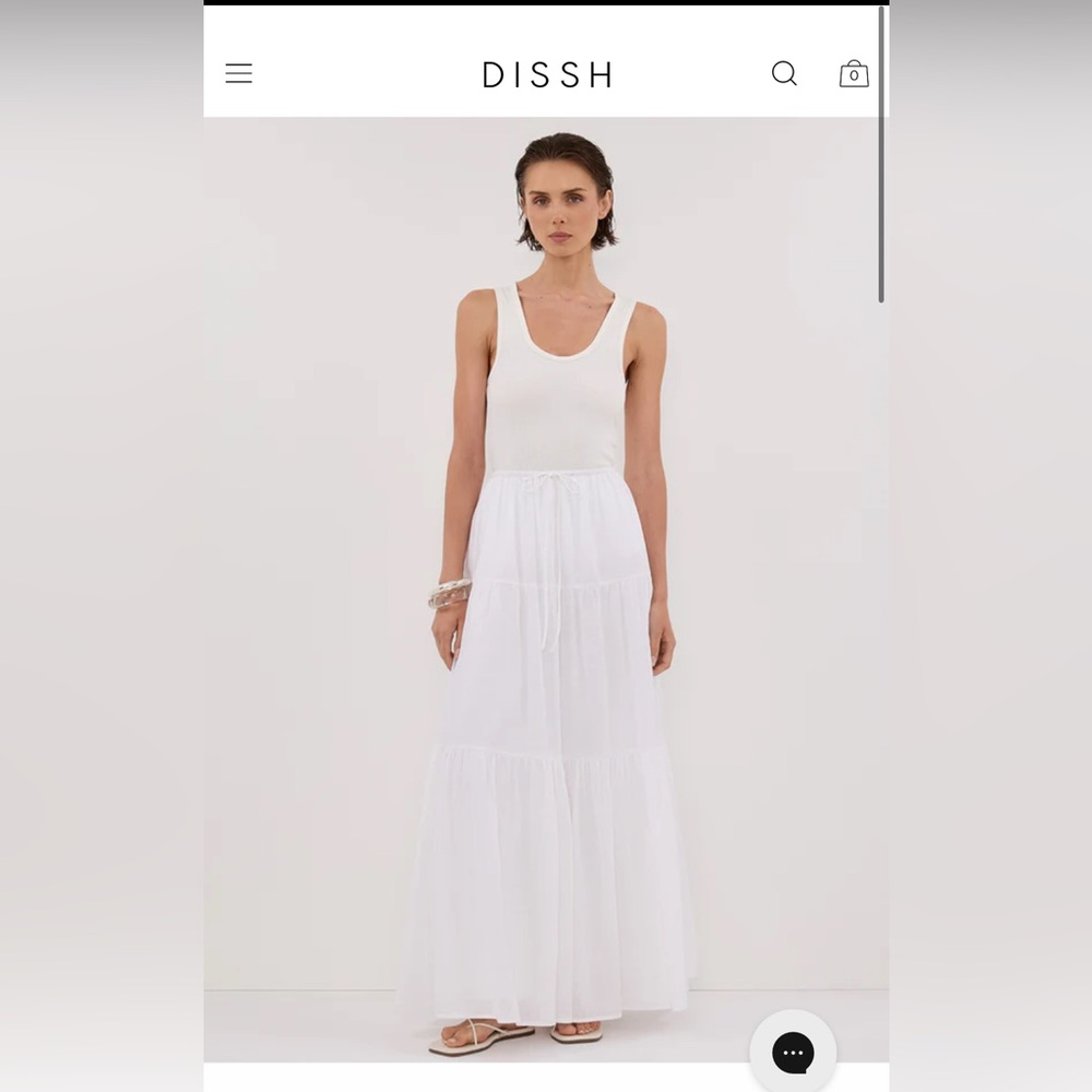 DISSH Fletcher White A-Line Maxi Skirt